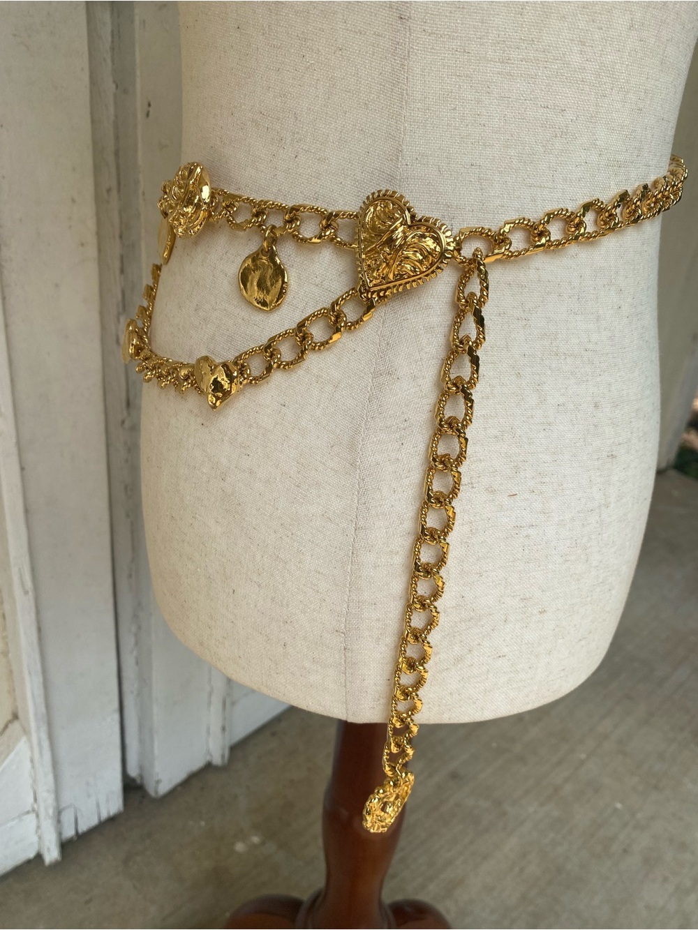 Custom Made Gold Heart Charm Chain Belt - Picture 3 of 10